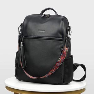 New PU Leather Backpack Convertible Black